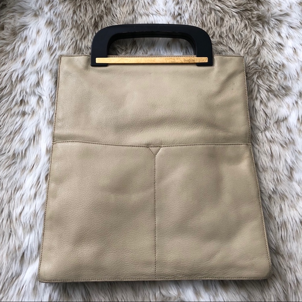 Gucci Leather Tote with Wooden Handles